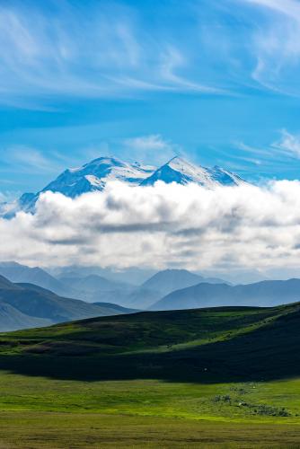 Denali rises above the clouds, Alaska.