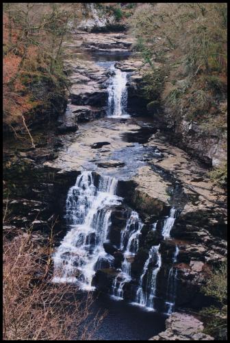 The pinnacle of the Falls of Clyde, Corra Linn: New Lanark, Scotland, UK