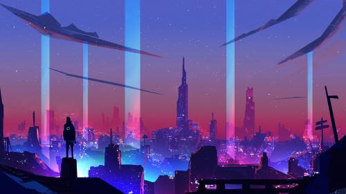 Neon Wave Futuristic City