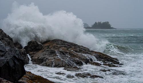 Waves Crashing Against the Shore in Tofino, B.C.