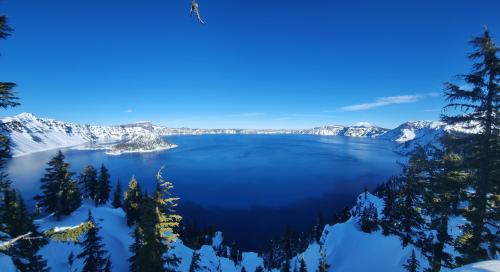 Covered in snow. Crater Lake, Oregon