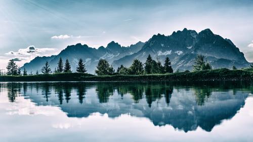 Plain Field in Front of Mountain Peak