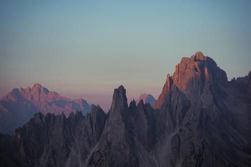 Dolomites, Italy and it's golden peaks during sunrise.